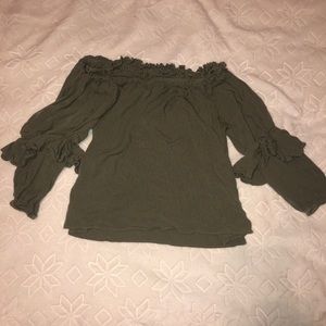 Green Off the Shoulder Crop Top!
